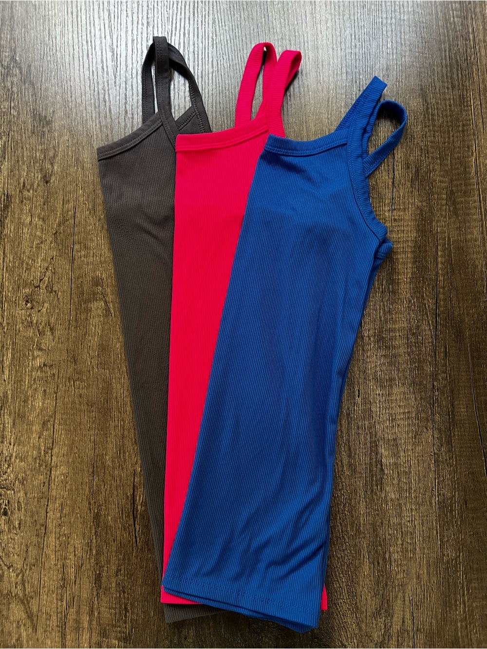 Ribbed Camisole Trio - Blue, Pink, Charcoal